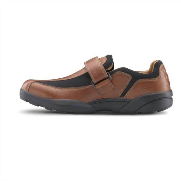 NEW DR. COMFORT SHOES men's douglas casual slip-on leather shoes in chestnut